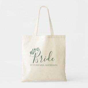 Bolsa Tote Noiva elegante botânica da hortelã