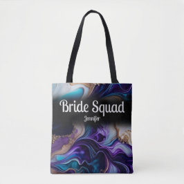 Bolsa Tote Noiva Equipe Casamento Roxo, Dourado e Preto