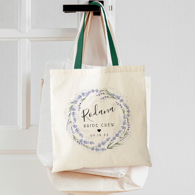 Bolsa Tote Noiva Equipe de Grinalda de Lavanda Rústica (Rustic Lavender Wreath Bride Crew Tote Bag)