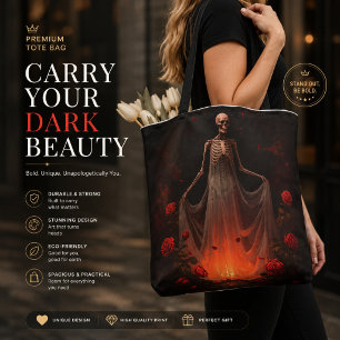 Bolsa Tote Noiva Esqueleto Gótico Sombrio – Casame