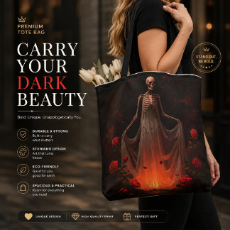 Bolsa Tote Noiva Esqueleto Gótico Sombrio – Casame