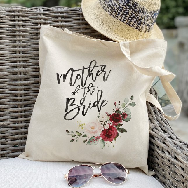 Bolsa Tote Noiva floral Bege Borgonha mãe da noiva (Criador carregado)
