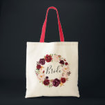 Bolsa Tote noiva floral burgundy<br><div class="desc">design floral e texto</div>