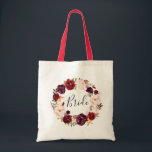 Bolsa Tote noiva floral burgundy<br><div class="desc">design floral e texto</div>