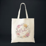 Bolsa Tote Noiva floral de jardim romântico personalizada<br><div class="desc">Escrita moderna de noiva com aquarela floral em amarelo pastel mutado,  pêssego e maduro,  elegante e romântico,  bolsa personalizada de noiva excelente para a noiva ser,  presentes de chá de panela excelente para armazenar todos os essenciais para o dia do casamento.</div>