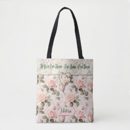 Bolsa Tote Noiva Floral Rosa Bege com Aquarela e Renda