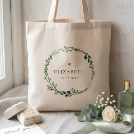Bolsa Tote Noiva Floral Verde e Dourado de Damas de Honra