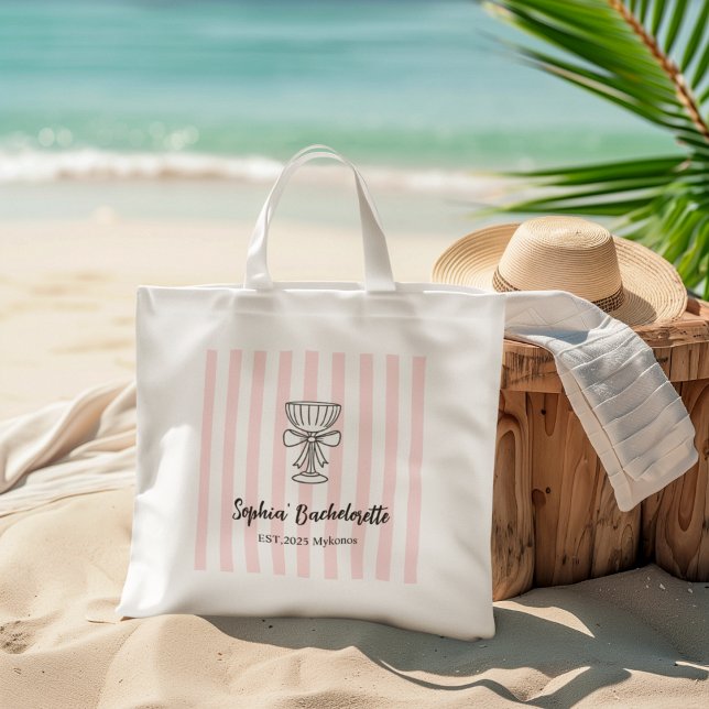 Bolsa Tote Noiva  Listras Rosa | Personalizado (Criador carregado)