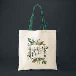 Bolsa Tote Noiva Mãe Rustic Greenery<br><div class="desc">Saco de mão elegante e doce com moldura botânica de greenery em aquarela rústica com caligrafia moderna e tipografia clássica para sua mãe.</div>