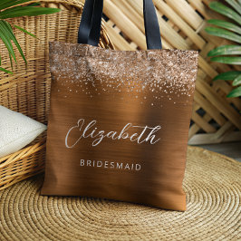 Bolsa Tote Noiva Metalizado Cobre Script Glamouroso