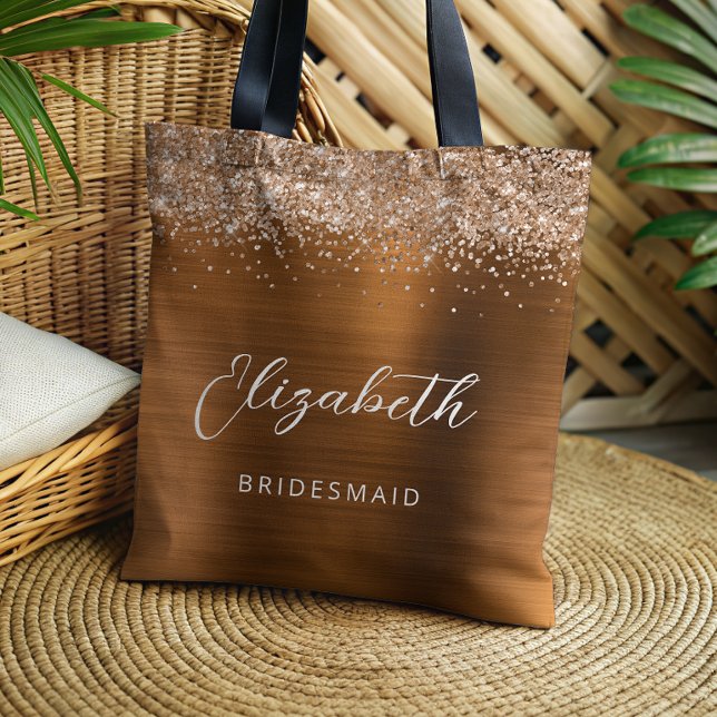 Bolsa Tote Noiva Metalizado Cobre Script Glamouroso (Criador carregado)