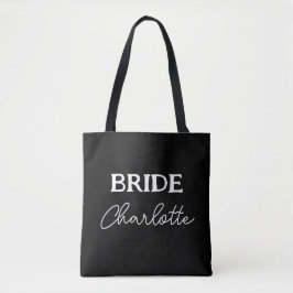 Bolsa Tote Noiva Minimalista Nome Preto
