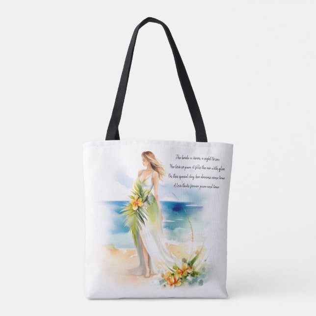 Bolsa Tote Noiva na praia | Casamento por Aquarela (Verso)