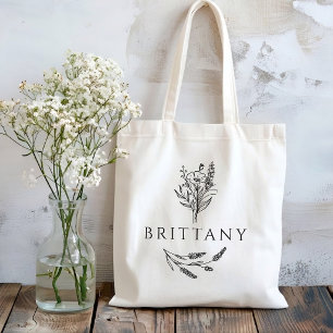 Bolsa Tote Noiva Nome Personalizado Casamento Rústico Flora