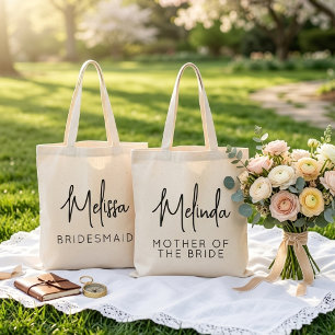 Bolsa Tote Noiva Nome Personalizado das Damas de Honra do C