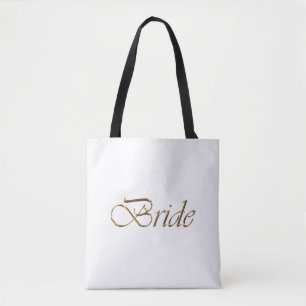 Bolsa Tote Noiva ouro branco script elegante chique