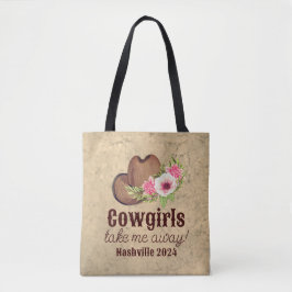 Bolsa Tote Noiva Personalizada Cowgirl Rosa Floral