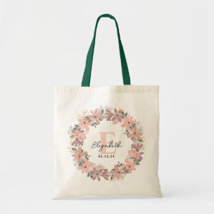 Bolsa Tote Noiva Personalizada Rosa Bege Floral Elegante