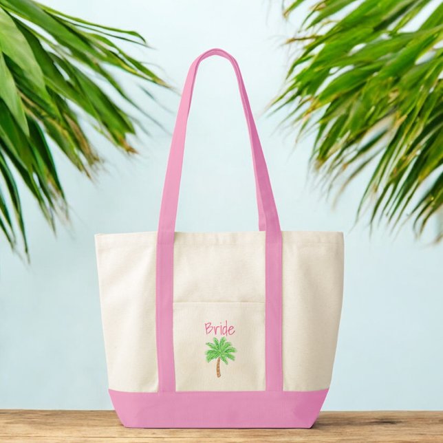 Bolsa Tote Noiva Preppy Palm Tree Honeymoon (Criador carregado)