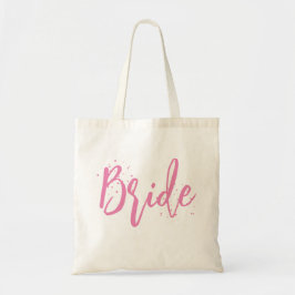 Bolsa Tote Noiva Rosa Fofo Divertido Script Caligrafia Simple