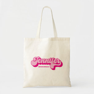 Bolsa Tote Noiva Rosa Quente Estilo Retrô Nome Personalizado