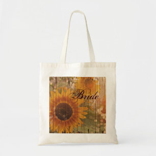 Bolsa Tote noiva rústica do girassol do país do cartão
