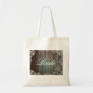 Bolsa Tote noiva rústica moderna do laço do barnwood