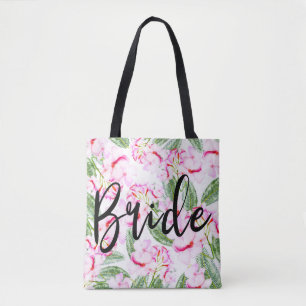 Bolsa Tote Noiva Senhora Oasis Botânico Tropical Rosa Verde.