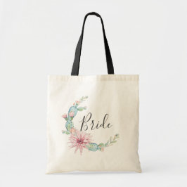 Bolsa Tote Noiva. Suculentes de aquarela. Cacto de casamento