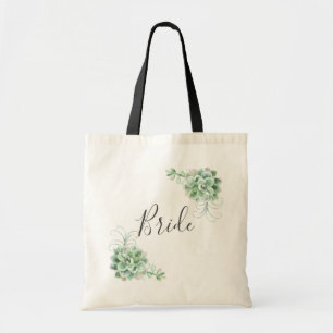 Bolsa Tote Noiva. Suculentes de aquarela. Cacto de casamento