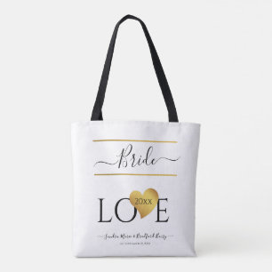 Bolsa Tote Noiva Texto da Sra. Love com Dourado Coração