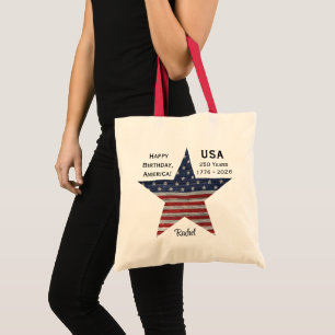 Bolsa Tote Nome 250º Feliz Aniversário América Personaliza