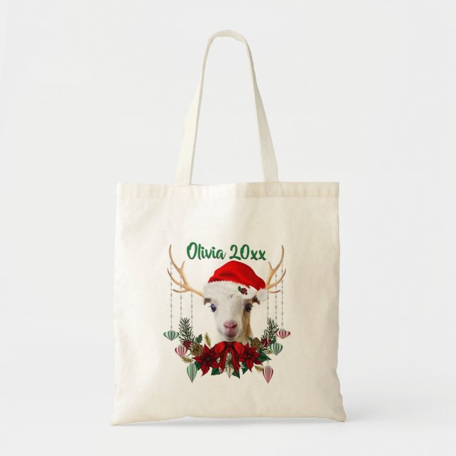 Bolsa Tote NOME ADICIONAL - Fofo de Natal bonito - Kid de Cap (Frente)