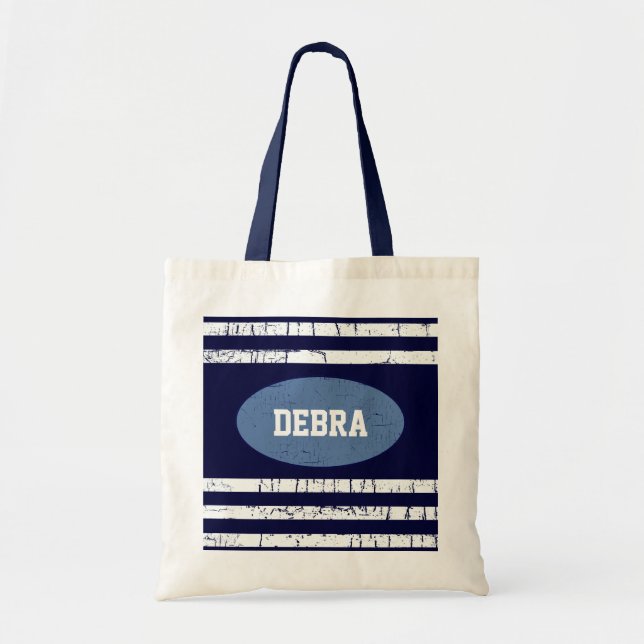 Bolsa Tote nome azul personalizado (Frente)