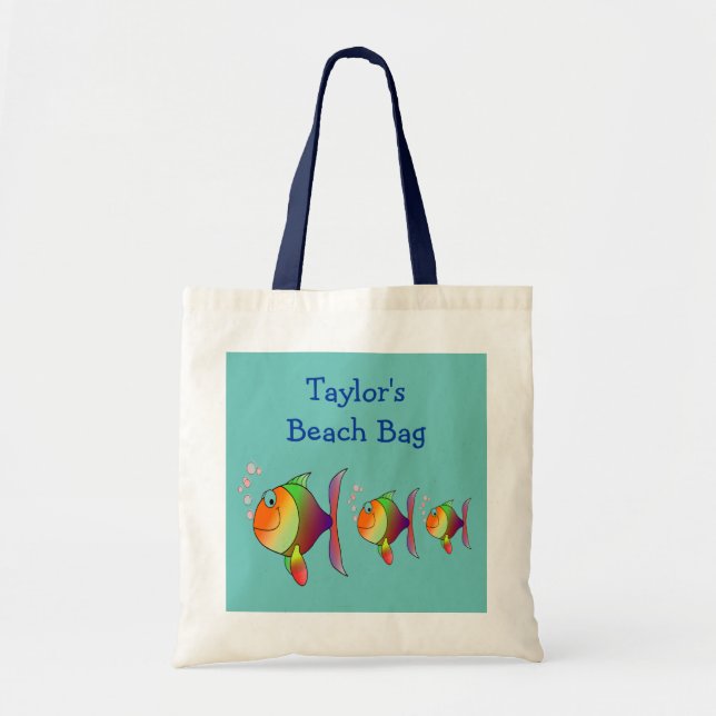 Bolsa Tote Nome bonito do costume dos animais da praia dos (Frente)