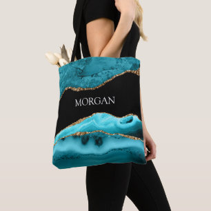 Bolsa Tote Nome branco em preto, Dourado e ácido teórico