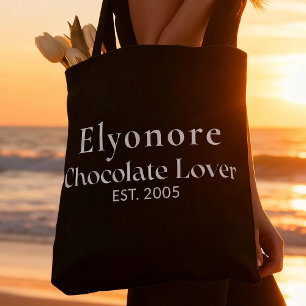 Bolsa Tote Nome Branco Estabelecido Amante de Chocolate