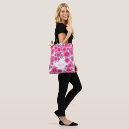 Bolsa Tote Nome cor-de-rosa e papoilas brancas flores florais