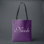 Bolsa Tote Nome da abelha<br><div class="desc">Bolsa de Tote de Nome Personalizado Roxo de EggPlant.  Personalize esta bolsa de tote adicionando seu nome nesta bela fonte elegante de letra de caligrafia.</div>