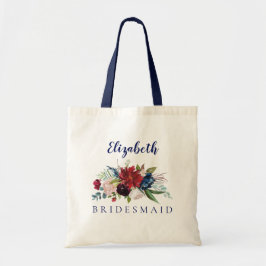 Bolsa Tote Nome da Bridesmaid do Buquê Floral