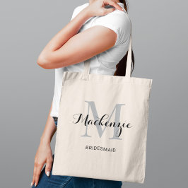 Bolsa Tote Nome da Bridesmaid Negra de Casamento Preto da Cin