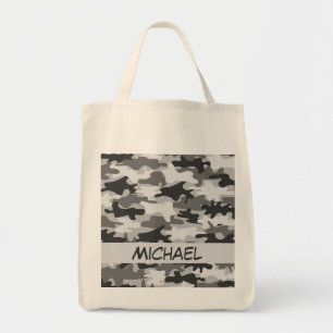 Bolsa Tote Nome da camuflagem de Camo do cinza de carvão