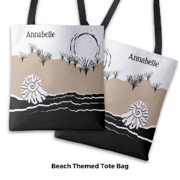Bolsa Tote Nome da Concha de Areia da Duna do Pôr do Sol de V