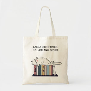 Bolsa Tote Nome da Cotação do Bookworm do Livro Gato Engraçad