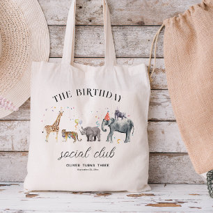 Bolsa Tote Nome da Criança Festa Animal Favor de Aniversári
