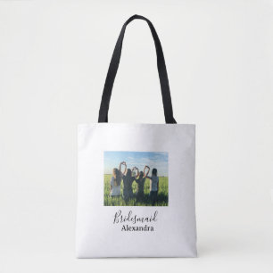 Bolsa Tote Nome da equipe da noiva caligrafia presente de fot