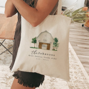 Bolsa Tote Nome da Família Farmhouse Barn no Ano Passado