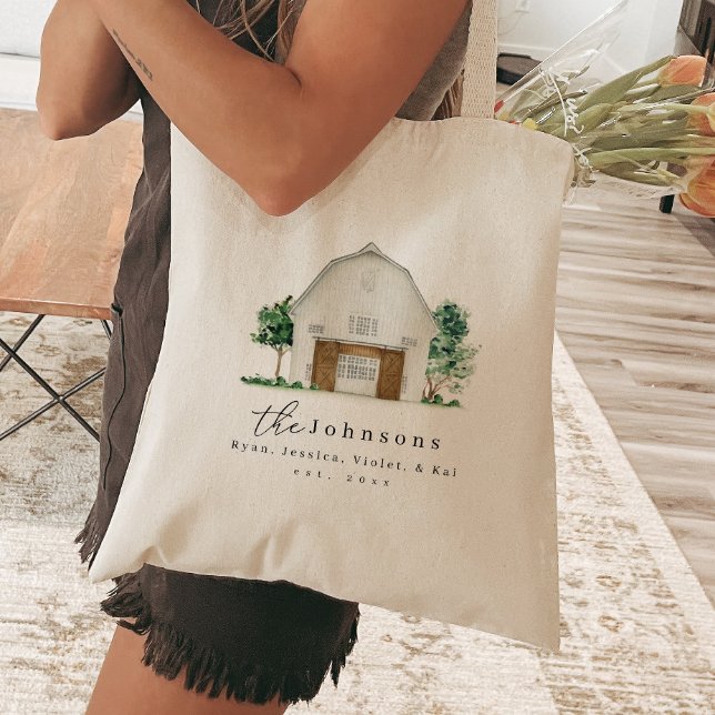 Bolsa Tote Nome da Família Farmhouse Barn no Ano Passado (Criador carregado)