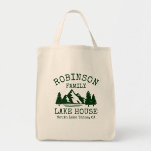Bolsa Tote Nome da família Lago House Forest Silhouette