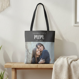 Bolsa Tote Nome da Foto da Mãe Pessoal Estabelecida a partir